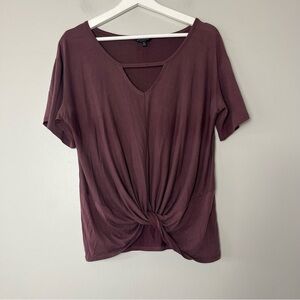 Lucky Brand V-Neck Knotted Short Sleeved Blouse Medium